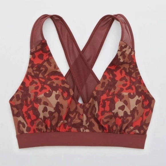 NEW Aerie Offline Leopard Print Cross Back Sports Bra - Picture 1 of 5